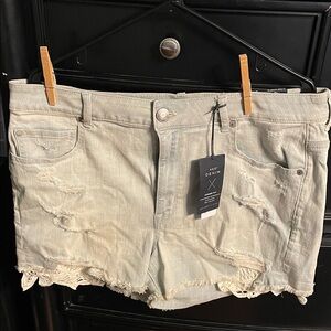 American Eagle Outfitters Hi-Rise Shortie Distressed Denim Jeans With Lace